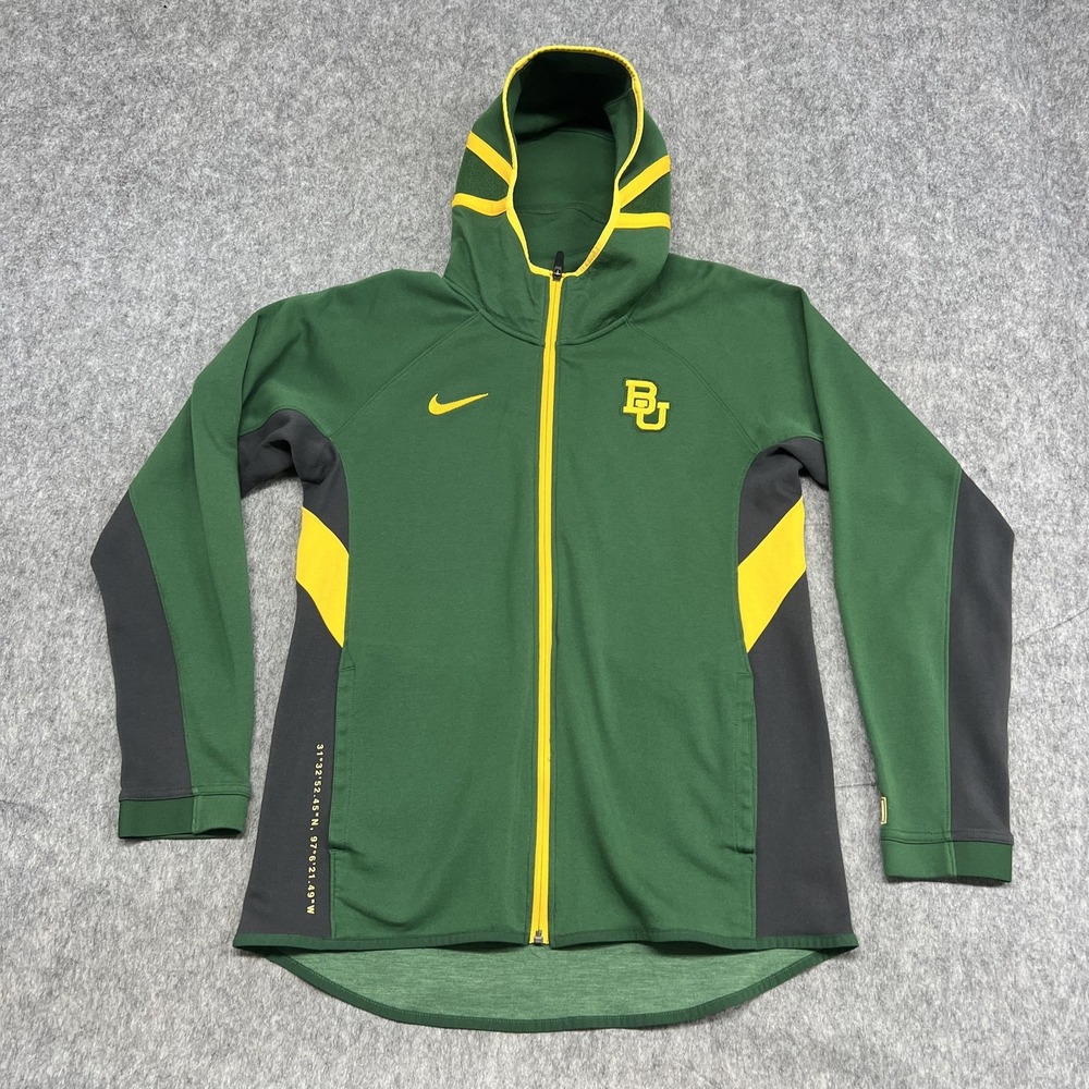 Baylor Bears Hoodie Jacket Mens Small Green Yellow NCAA Basketball‎ Elite Nike